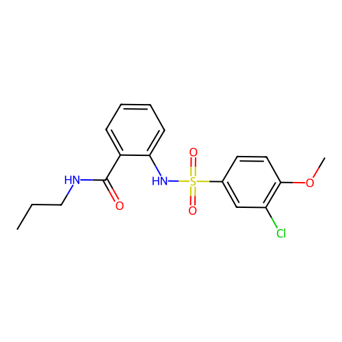 2-[(3-chloro-4-methoxyphenyl)sulfonylamino]-N-propylbenzamide structure