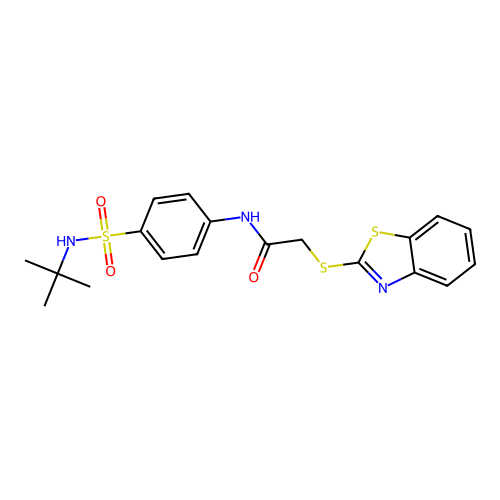 2-(1,3-benzothiazol-2-ylsulfanyl)-N-[4-(tert-butylsulfamoyl)phenyl]acetamide structure