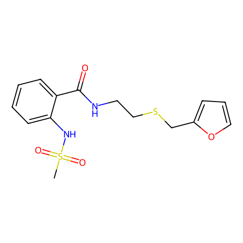 N-[2-(furan-2-ylmethylsulfanyl)ethyl]-2-(methanesulfonamido)benzamide structure