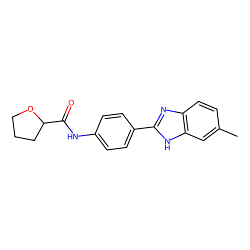 N-[4-(6-methyl-1H-benzimidazol-2-yl)phenyl]oxolane-2-carboxamide structure