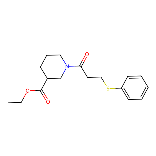 Ethyl 1-[3-(phenylsulfanyl)propanoyl]piperidine-3-carboxylate structure