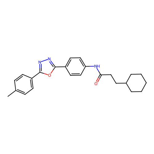 3-cyclohexyl-N-[4-[5-(4-methylphenyl)-1,3,4-oxadiazol-2-yl]phenyl]propanamide structure