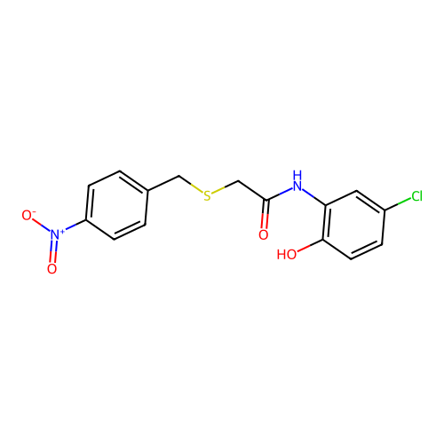 N-(5-chloro-2-hydroxyphenyl)-2-[(4-nitrophenyl)methylsulfanyl]acetamide structure