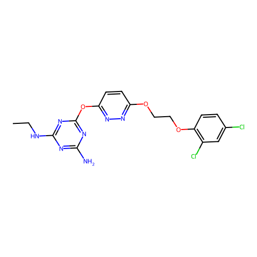 6-({6-[2-(2,4-dichlorophenoxy)ethoxy]-3-pyridazinyl}oxy)-N-ethyl-1,3,5-triazine-2,4-diamine structure