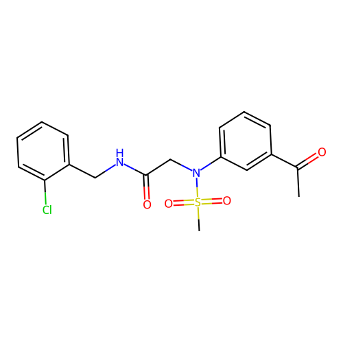 2-(3-acetyl-N-methylsulfonylanilino)-N-[(2-chlorophenyl)methyl]acetamide structure