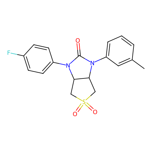 1-(4-fluorophenyl)-3-(m-tolyl)tetrahydro-1H-thieno[3,4-d]imidazol-2(3H)-one 5,5-dioxide structure