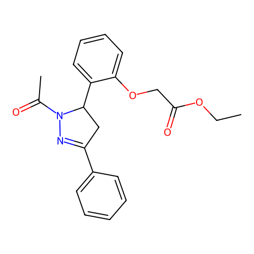 ethyl 2-(2-(1-acetyl-3-phenyl-4,5-dihydro-1H-pyrazol-5-yl)phenoxy)acetate structure