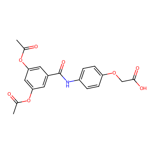 [4-({[3,5-Bis(acetyloxy)phenyl]carbonyl}amino)phenoxy]acetic acid structure