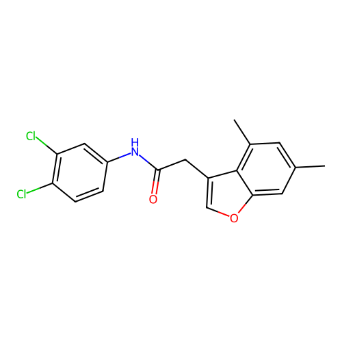 N-(3,4-dichlorophenyl)-2-(4,6-dimethyl-1-benzofuran-3-yl)acetamide structure