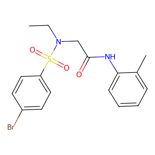 2-[(4-bromophenyl)sulfonyl-ethylamino]-N-(2-methylphenyl)acetamide structure