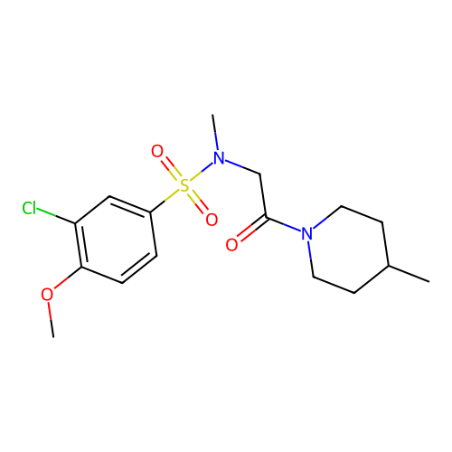 3-chloro-4-methoxy-N-methyl-N-[2-(4-methylpiperidin-1-yl)-2-oxoethyl]benzenesulfonamide structure