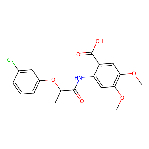 2-{[2-(3-Chlorophenoxy)propanoyl]amino}-4,5-dimethoxybenzoic acid structure