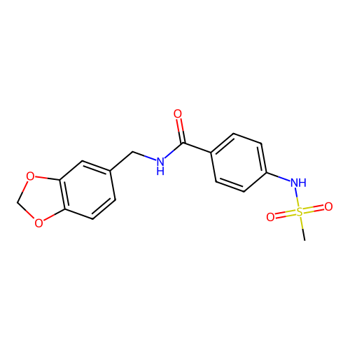 N-(1,3-benzodioxol-5-ylmethyl)-4-[(methylsulfonyl)amino]benzamide structure
