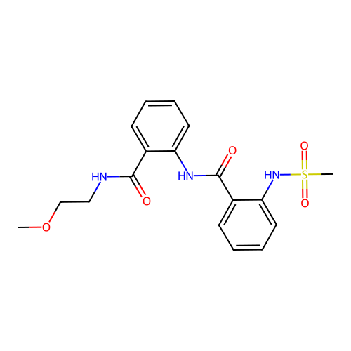 2-[[2-(methanesulfonamido)benzoyl]amino]-N-(2-methoxyethyl)benzamide structure