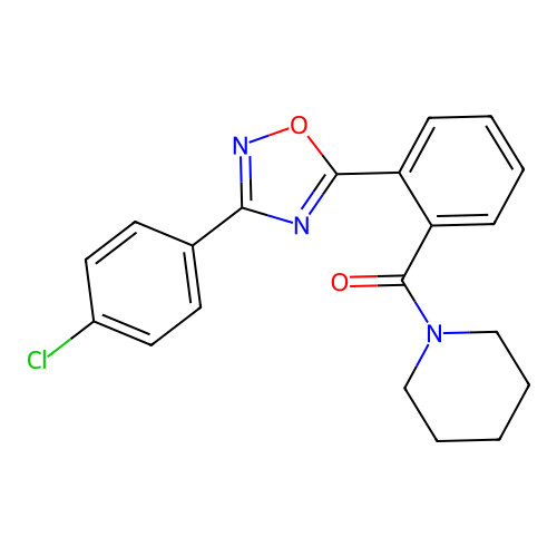 [2-[3-(4-Chlorophenyl)-1,2,4-oxadiazol-5-yl]phenyl]-piperidin-1-ylmethanone structure