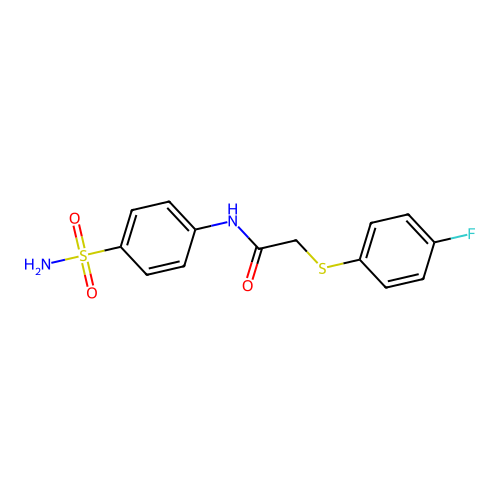 2-((4-fluorophenyl)thio)-N-(4-sulfamoylphenyl)acetamide structure