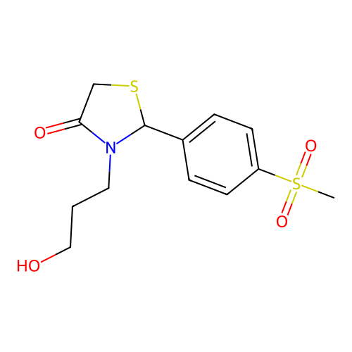 4-Thiazolidinone, 3-(3-hydroxypropyl)-2-[4-(methylsulfonyl)phenyl]- structure
