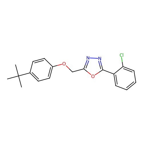 2-[(4-Tert-butylphenoxy)methyl]-5-(2-chlorophenyl)-1,3,4-oxadiazole structure