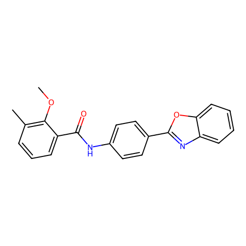 N-[4-(1,3-benzoxazol-2-yl)phenyl]-2-methoxy-3-methylbenzamide structure