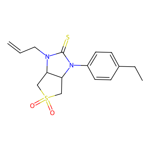 1-allyl-3-(4-ethylphenyl)tetrahydro-1H-thieno[3,4-d]imidazole-2(3H)-thione 5,5-dioxide structure