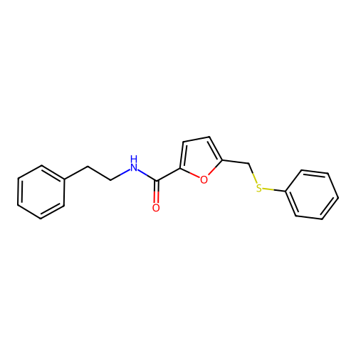 N-(2-phenylethyl)-5-[(phenylsulfanyl)methyl]furan-2-carboxamide structure