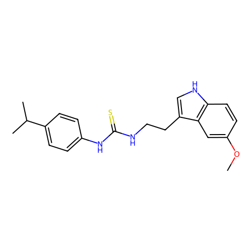 1-[2-(5-methoxy-1H-indol-3-yl)ethyl]-3-[4-(propan-2-yl)phenyl]thiourea structure