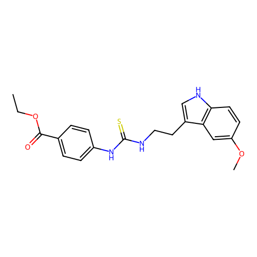 ethyl 4-({[2-(5-methoxy-1H-indol-3-yl)ethyl]carbamothioyl}amino)benzoate structure