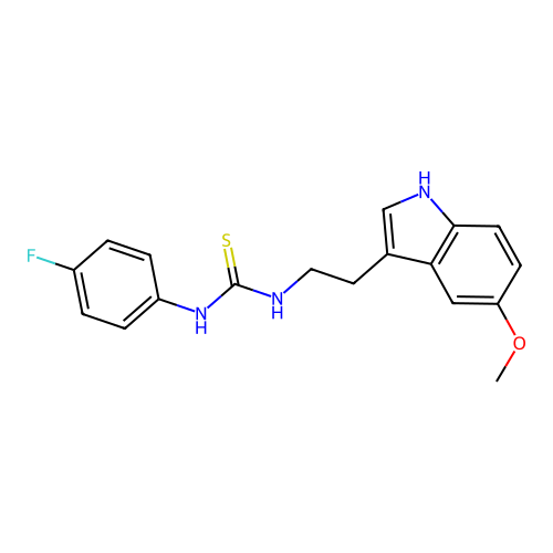 1-(4-fluorophenyl)-3-[2-(5-methoxy-1H-indol-3-yl)ethyl]thiourea structure