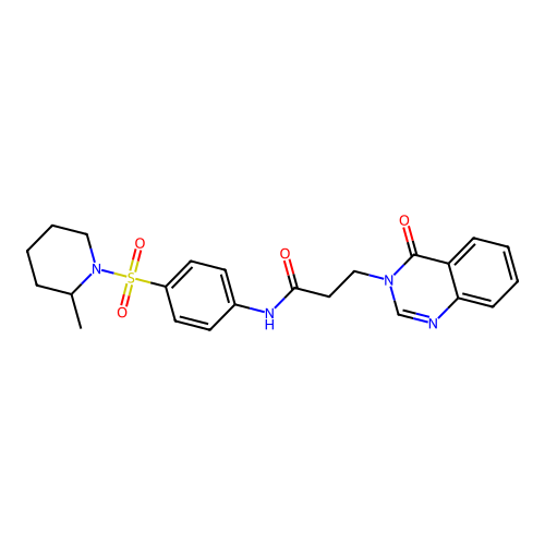 N-[4-(2-methylpiperidin-1-yl)sulfonylphenyl]-3-(4-oxoquinazolin-3-yl)propanamide structure