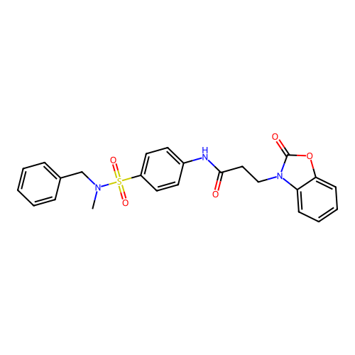 N-[4-[benzyl(methyl)sulfamoyl]phenyl]-3-(2-oxo-1,3-benzoxazol-3-yl)propanamide structure
