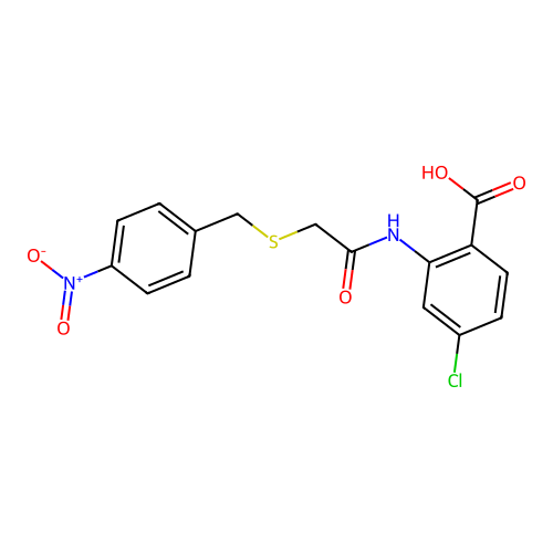 4-Chloro-2-({[(4-nitrobenzyl)sulfanyl]acetyl}amino)benzoic acid structure