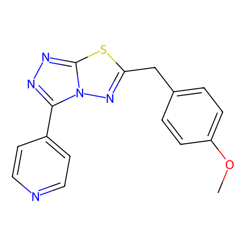 6-[(4-methoxyphenyl)methyl]-3-pyridin-4-yl-[1,2,4]triazolo[3,4-b][1,3,4]thiadiazole structure