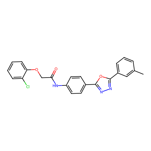 2-(2-chlorophenoxy)-N-[4-[5-(3-methylphenyl)-1,3,4-oxadiazol-2-yl]phenyl]acetamide structure