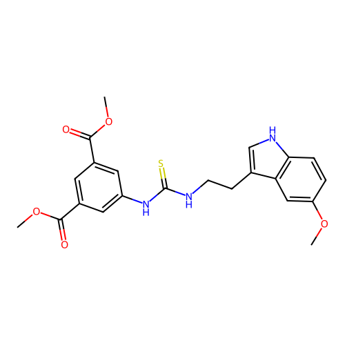 dimethyl 5-(3-(2-(5-methoxy-1H-indol-3-yl)ethyl)thioureido)isophthalate structure