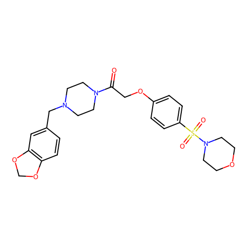 1-[4-(1,3-benzodioxol-5-ylmethyl)piperazin-1-yl]-2-(4-morpholin-4-ylsulfonylphenoxy)ethanone structure