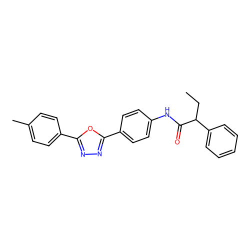 N-[4-[5-(4-methylphenyl)-1,3,4-oxadiazol-2-yl]phenyl]-2-phenylbutanamide structure