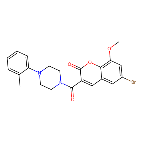 6-Bromo-8-methoxy-3-[4-(2-methylphenyl)piperazine-1-carbonyl]chromen-2-one structure