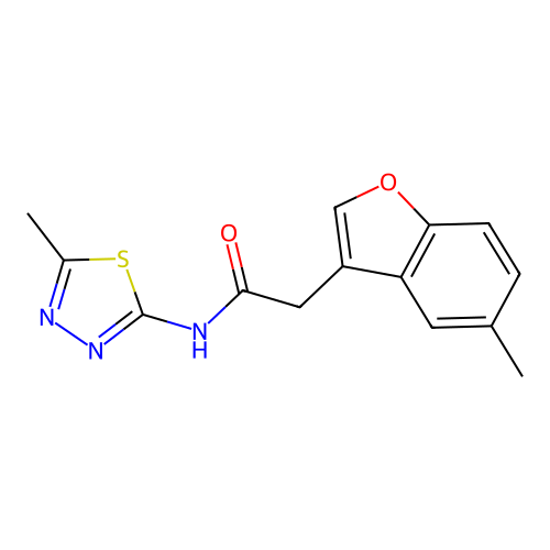 2-(5-methyl-1-benzofuran-3-yl)-N-(5-methyl-1,3,4-thiadiazol-2-yl)acetamide structure