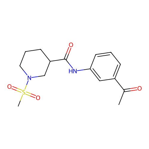 N-(3-acetylphenyl)-1-methylsulfonylpiperidine-3-carboxamide structure
