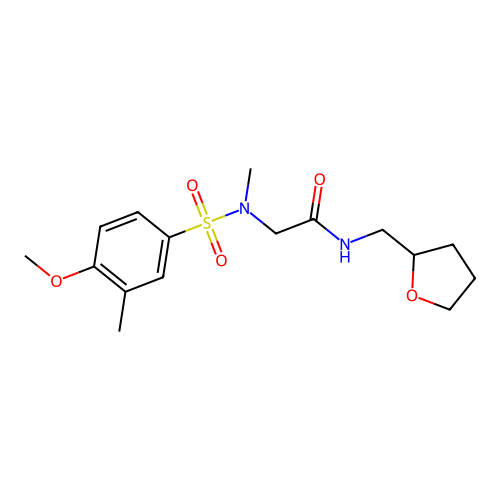 2-[(4-methoxy-3-methylphenyl)sulfonyl-methylamino]-N-(oxolan-2-ylmethyl)acetamide structure