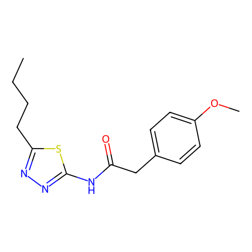 N-(5-butyl-1,3,4-thiadiazol-2-yl)-2-(4-methoxyphenyl)acetamide structure