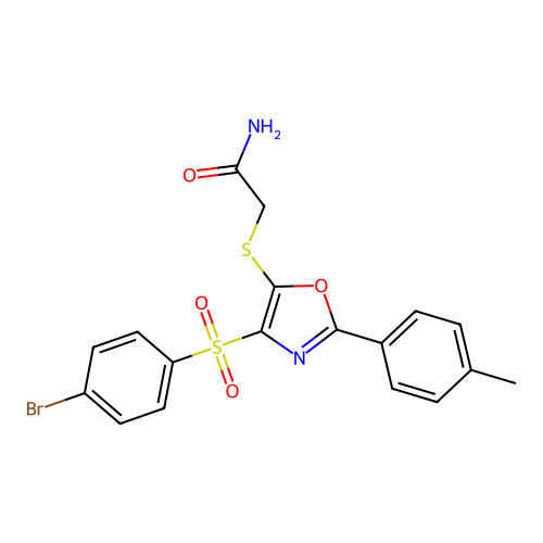 2-((4-((4-Bromophenyl)sulfonyl)-2-(p-tolyl)oxazol-5-yl)thio)acetamide structure