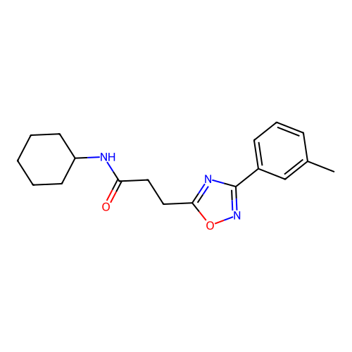 N-cyclohexyl-3-[3-(3-methylphenyl)-1,2,4-oxadiazol-5-yl]propanamide structure