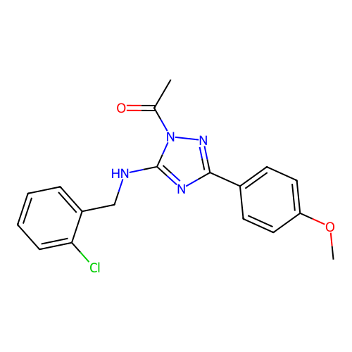 1-(5-((2-chlorobenzyl)amino)-3-(4-methoxyphenyl)-1H-1,2,4-triazol-1-yl)ethanone structure