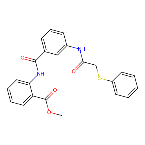 Methyl 2-{[(3-{[(phenylsulfanyl)acetyl]amino}phenyl)carbonyl]amino}benzoate structure