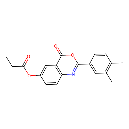2-(3,4-dimethylphenyl)-4-oxo-4H-3,1-benzoxazin-6-yl propionate structure
