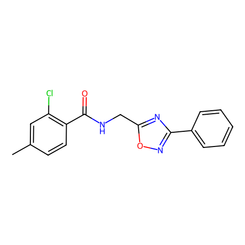 2-chloro-4-methyl-N-[(3-phenyl-1,2,4-oxadiazol-5-yl)methyl]benzamide structure
