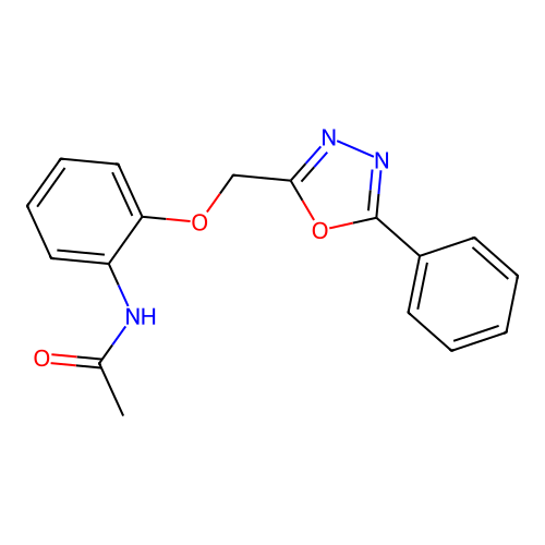 N-{2-[(5-phenyl-1,3,4-oxadiazol-2-yl)methoxy]phenyl}acetamide structure
