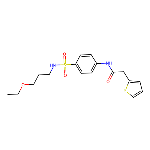 N-[4-(3-ethoxypropylsulfamoyl)phenyl]-2-thiophen-2-ylacetamide structure