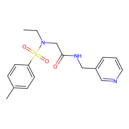 2-[ethyl-(4-methylphenyl)sulfonylamino]-N-(pyridin-3-ylmethyl)acetamide structure